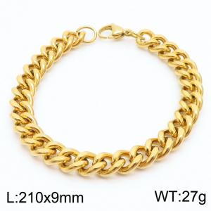 Stainless Steel 9mm Cuban Link Bracelet Gold Plated Fashion Hip Hop Jewelry Bracelet - KB169995-TK