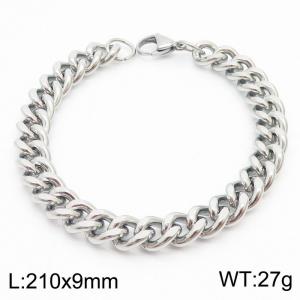 Stainless Steel 9mm Cuban Link Bracelet Silver Plated Fashion Hip Hop Jewelry Bracelet - KB169997-TK