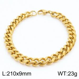 Stainless Steel 9mm Cuban Link Bracelet 18K Gold Plated Fashion Hip Hop Jewelry Bracelet - KB170003-TK