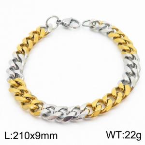 Stainless Steel 9mm Cuban Link Bracelet Silver&Gold Plated Fashion Hip Hop Jewelry Bracelet - KB170004-TK