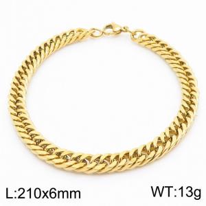 Stainless Steel 6mm Cuban Link Bracelet 18K Gold Plated Fashion Hip Hop Jewelry Bracelet - KB170006-TK