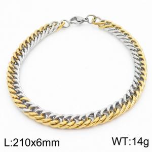 Stainless Steel 6mm Cuban Link Bracelet Silver&Gold Plated Fashion Hip Hop Jewelry Bracelet - KB170007-TK