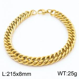 Stainless Steel 8mm Cuban Link Bracelet 18K Gold Plated Fashion Hip Hop Jewelry Bracelet - KB170009-TK