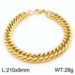 Stainless Steel 9mm Cuban Link Bracelet 18K Gold Plated Fashion Hip Hop Jewelry Bracelet - KB170012-TK