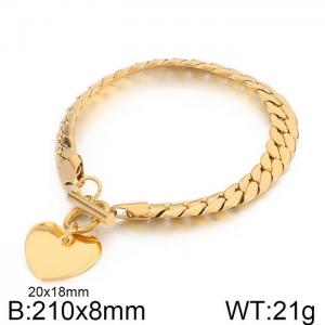 Japan and South Korea fashion stainless steel flat snake blade chain OT buckle love bracelet - KB170030-Z