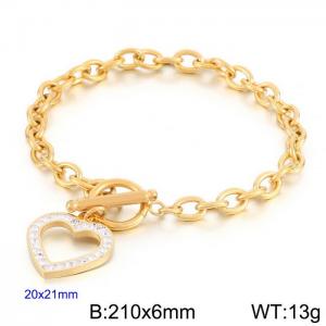ins popular stainless steel style all-matching OT buckle diamond heart bracelet women - KB170039-Z