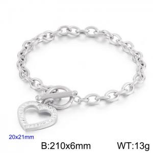 ins popular stainless steel style all-matching OT buckle diamond heart bracelet women - KB170043-Z