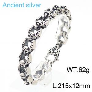 Retro Punk Titanium Steel Jewelry Skull Link Bracelet - KB170054-KJX