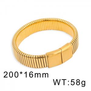 European and American stainless steel light luxury fashion snake shaped rectangular buckle elastic gold bracelet - KB170105-WGYS