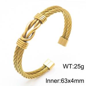 Wholesale Mens 18k Gold-plated Stainless Steel Cable Bracelet Wrist Cuff Bangle - KB170128-KLHQ