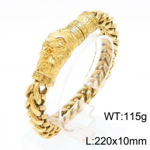 Hip Hop 18k Gold-plated Stainless Steel Lion Bracelet Bangle - KB170132-KLHQ