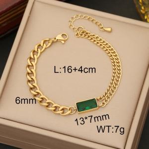 European and American fashion personality asymmetrical chain Emerald lady temperament gold bracelet - KB170221-WGYB