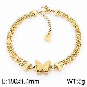 Women's Stainless Steel Multi layer Ball Chain Butterfly Bracelet - KB170225-MW