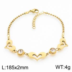 Minimalist stainless steel heart-shaped diamond studded women's bracelet - KB170247-RY