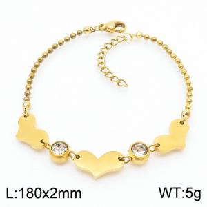 Minimalist stainless steel heart-shaped diamond studded women's bracelet - KB170248-RY
