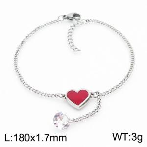 Japanese and Korean minimalist heart-shaped zircon women's stainless steel bracelet - KB170252-RY