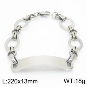 Simple stainless steel curved label men's personalized bracelet - KB170253-RY