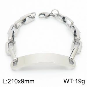 Simple stainless steel curved label men's personalized bracelet - KB170254-RY