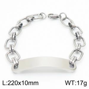 Simple stainless steel curved label men's personalized bracelet - KB170256-RY