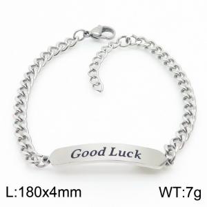 Simple stainless steel curved sign Good Luck Letter Lucky Women's Bracelet - KB170258-RY