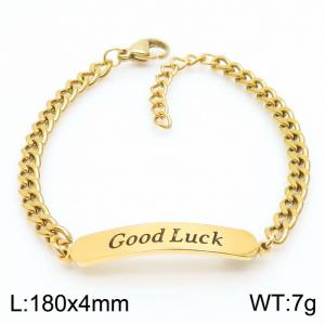 Simple stainless steel curved sign Good Luck Letter Lucky Women's Bracelet - KB170260-RY