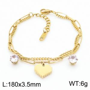 Simple stainless steel splicing double layer zircon heart-shaped women's bracelet - KB170264-RY