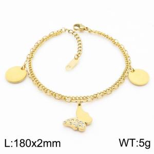 Simple stainless steel splicing double layer butterfly women's bracelet - KB170265-RY