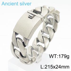 24mm Silver Color Bracelet Bangle Men's Heavy Chunky Link Chain Bracelet Ancient Silver Color - KB170283-KJX