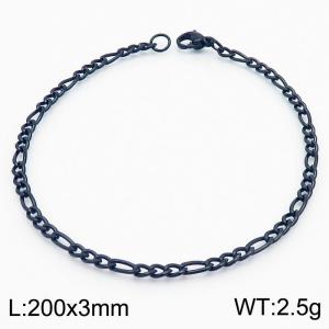 Stainless steel 200x3mm3：1 chain lobster clasp simple and fashionable black bracelet - KB170353-Z