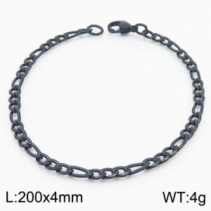Stainless steel 200x4mm3：1 chain lobster clasp simple and fashionable black bracelet - KB170358-Z