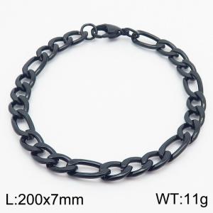 Stainless steel 200x7mm3：1 chain lobster clasp simple and fashionable black bracelet - KB170366-Z