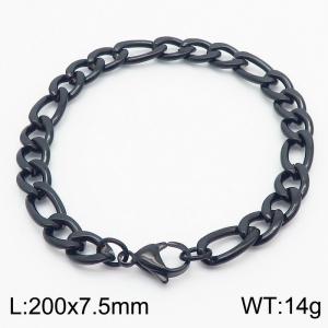 Stainless steel 200x7.5mm3：1 chain lobster clasp simple and fashionable black bracelet - KB170369-Z