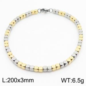 3mm Square Bead Chain Stainless Steel Bracelect Silver Color Mix Yellow Color - KB170536-Z