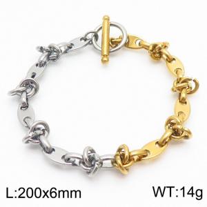 6mm Stainless Steel OT Chain  Link Chain Silver Color Mix Gold Color - KB170584-Z