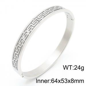 Great Wall pattern Bangle Women Stainless Steel 304 Silver Color - KB170757-TSC