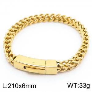 210x6mm Mesh Chain Bracelet Men Stainless Steel 304 Gold Color - KB170766-TSC