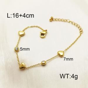 Popular Heart shaped Gold Titanium Steel Gold Bracelet - KB170780-HM