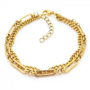 Special Design Stainless Steel Double Link Cuban Chain Bracelet for Women - KB170852-WH