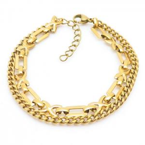 Special Design Stainless Steel Double Link Cuban Chain Bracelet for Women - KB170854-WH