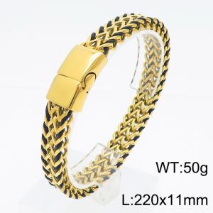 European and American minimalist personalized woven double row front and back keel flat buckle titanium steel men's bracelet - KB171231-KJX