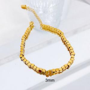 3mm Square Bead Chain Stainless Steel Bracelect Gold Color - KB171244-Z