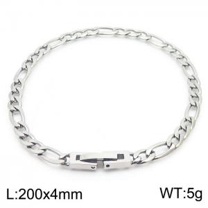 200x4mm  Silver Color Daily Buckle Flat Chain Stainless Steel Bracelet, Unisex Party Jewelry - KB171263-Z