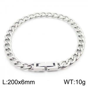 Fashionable and minimalist 6mm stainless steel NK chain paired with a silver bracelet with jewelry clasps - KB171267-Z