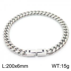 Simple and fashionable 6mm Cuban chain paired with jewelry buckle bracelet - KB171268-ZZ