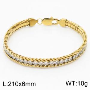 French luxury CNC diamond-encrusted gold stainless steel lady bracelet - KB171271-KFC