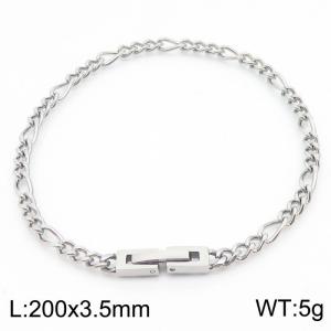 200x3.5mm  SILVER Color Simple Buckle Cuban Chain, Stainless Steel Bracelet, Unisex Party Jewelry - KB171283-Z
