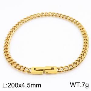 200x4.5mm Gold Simple Buckle Cuban Chain Stainless Steel Bracelet Unisex Party Jewelry - KB171287-Z
