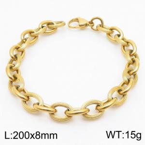 Japanese and Korean style splicing O-shaped chain stainless steel men's bracelet - KB179455-Z