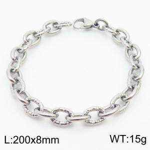 8mm steel color embossed steel color Korean stainless steel bracelet for men - KB179457-Z