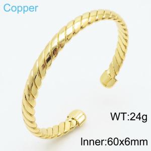 European and American fashion stainless steel geometric winding C-shaped opening adjustable charm gold bangle - KB179520-TJG